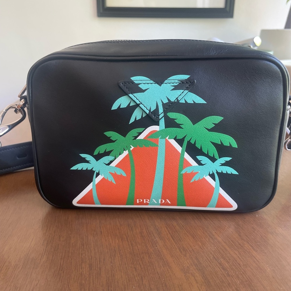 Prada 2018 City Calf Palm Tree Print Camera Bag